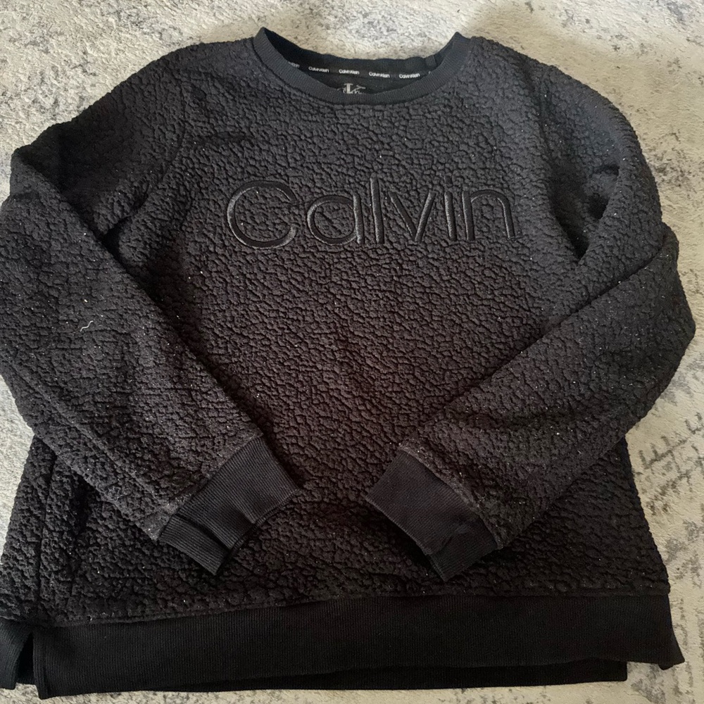 Women’s Black Fuzzy Calvin Klein Crew